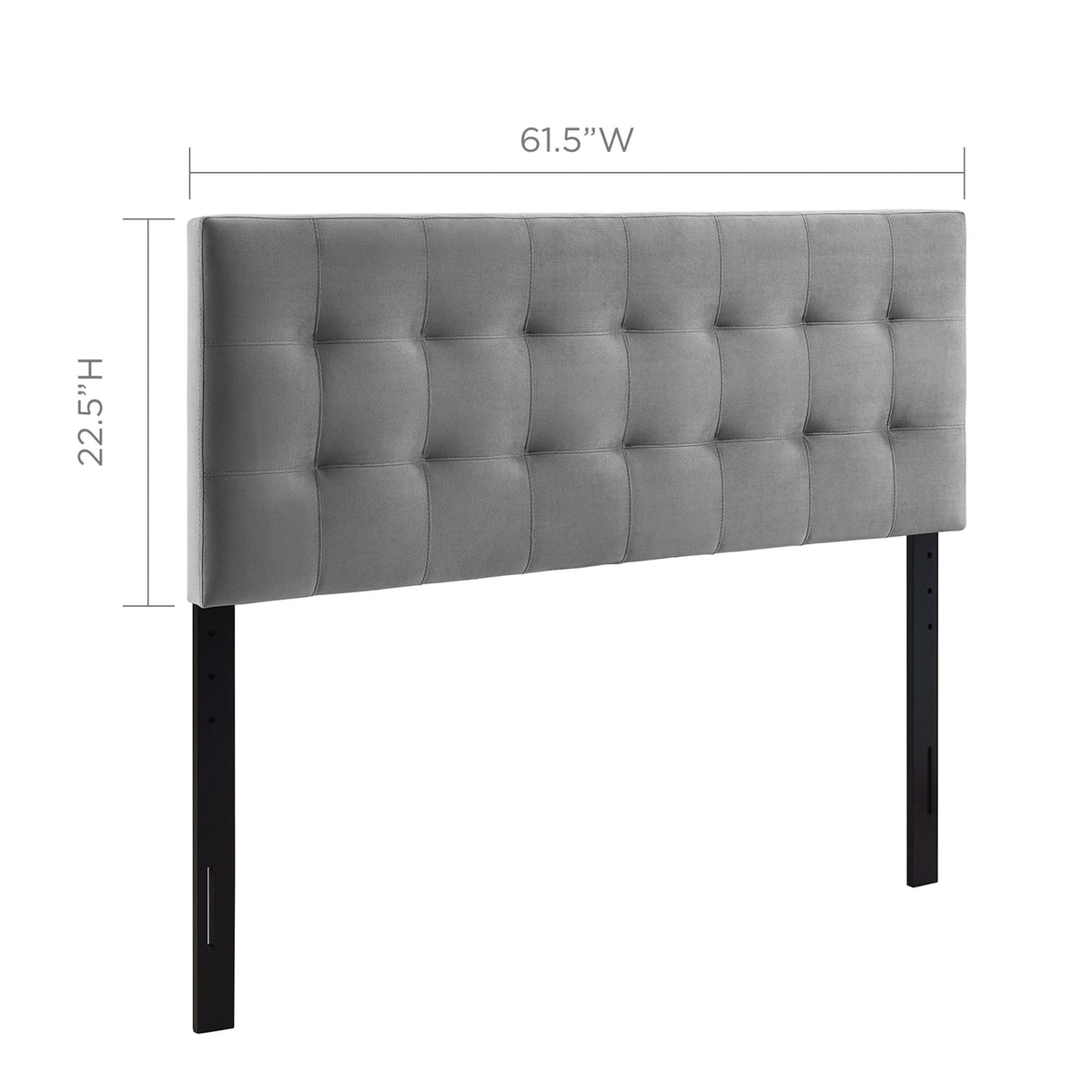 Lily Biscuit Tufted Performance Velvet Queen Headboard - Gray