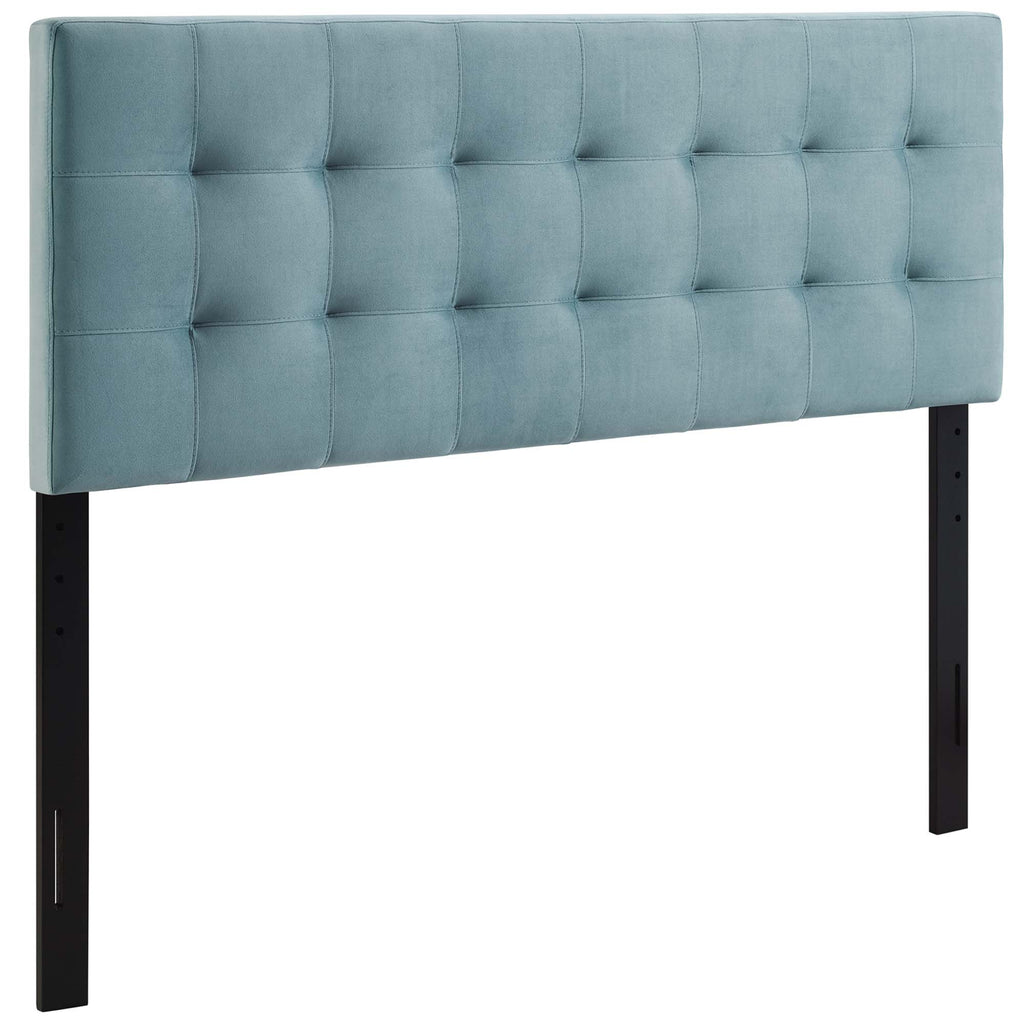 Lily Biscuit Tufted Performance Velvet Queen Headboard - Light Blue