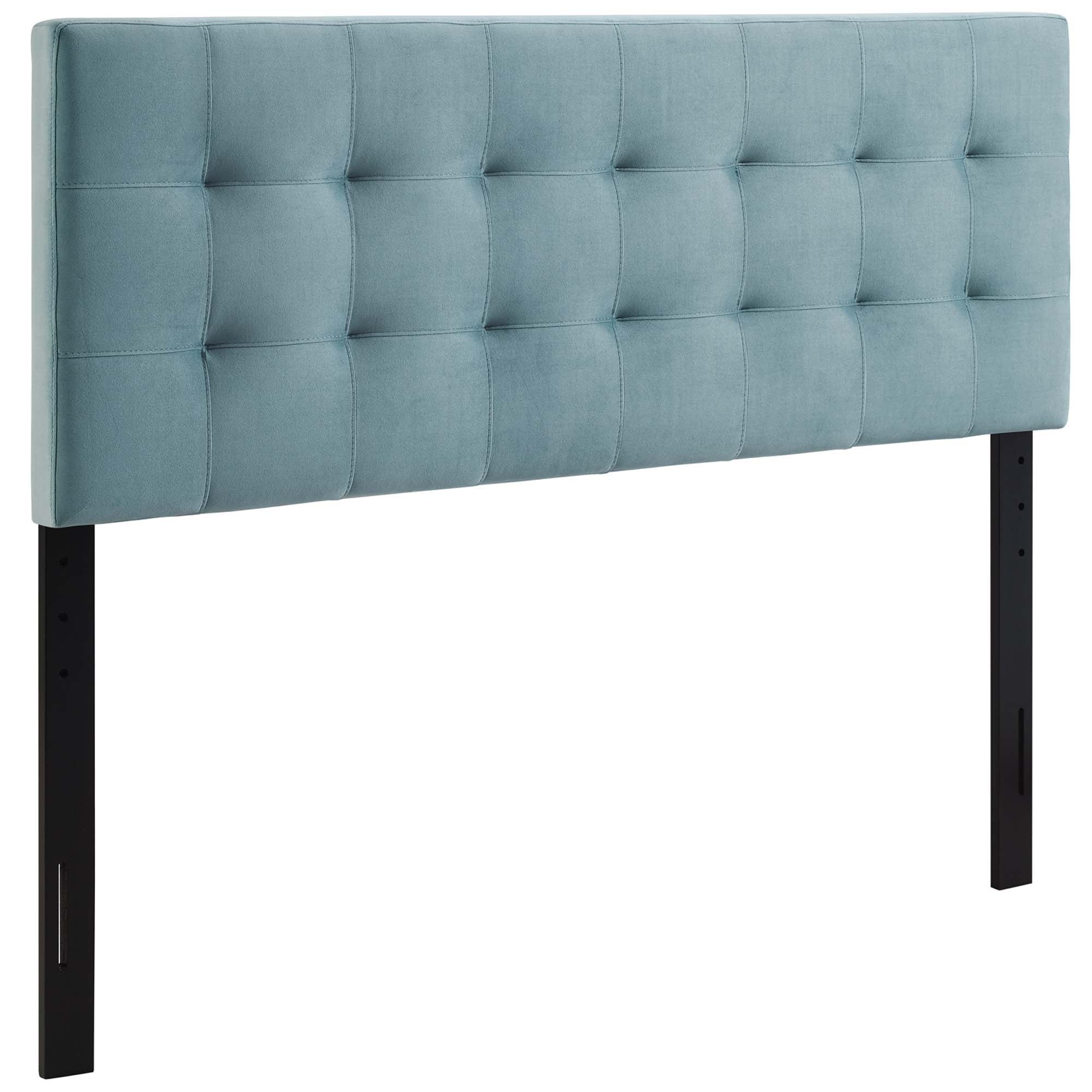 Lily Biscuit Tufted Performance Velvet Queen Headboard - Light Blue