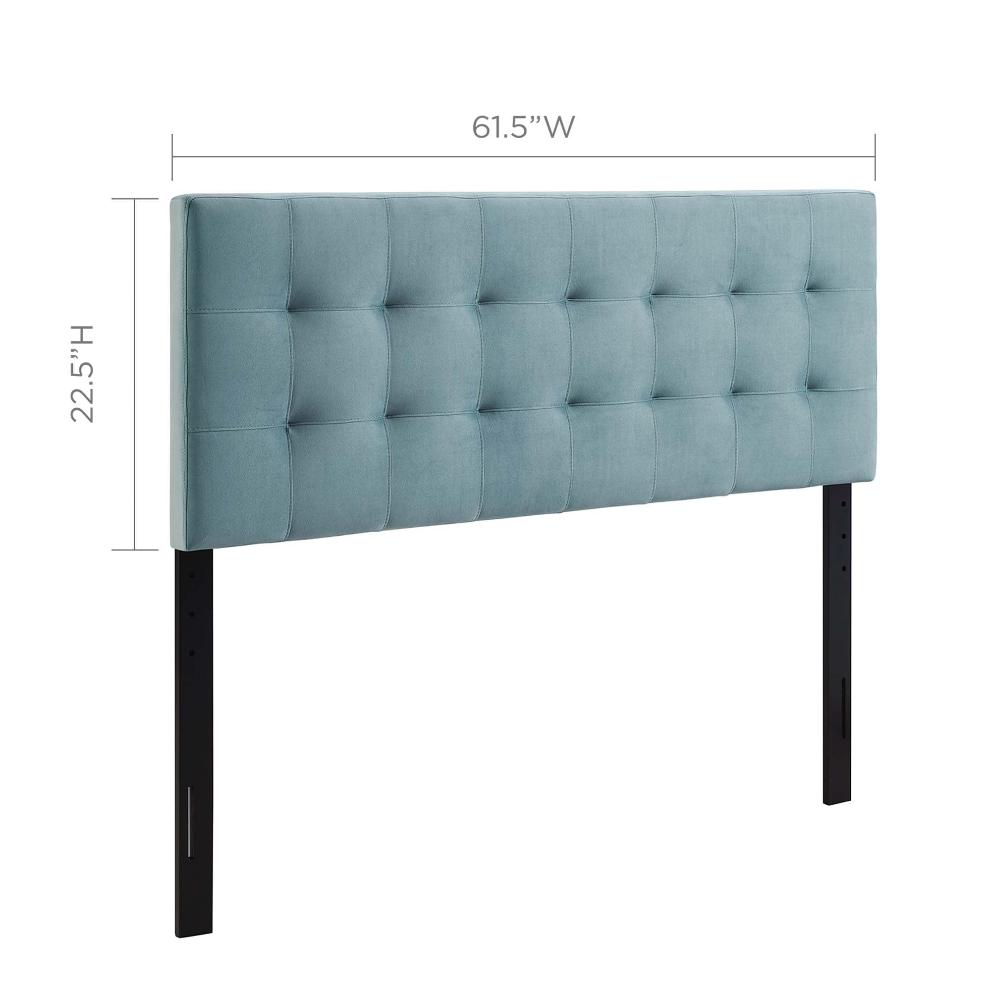 Lily Biscuit Tufted Performance Velvet Queen Headboard - Light Blue