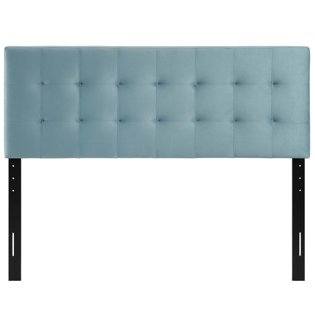 Lily Biscuit Tufted Performance Velvet Queen Headboard - Light Blue