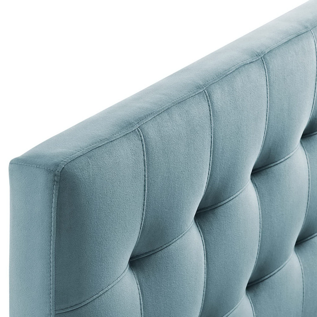 Lily Biscuit Tufted Performance Velvet Queen Headboard - Light Blue