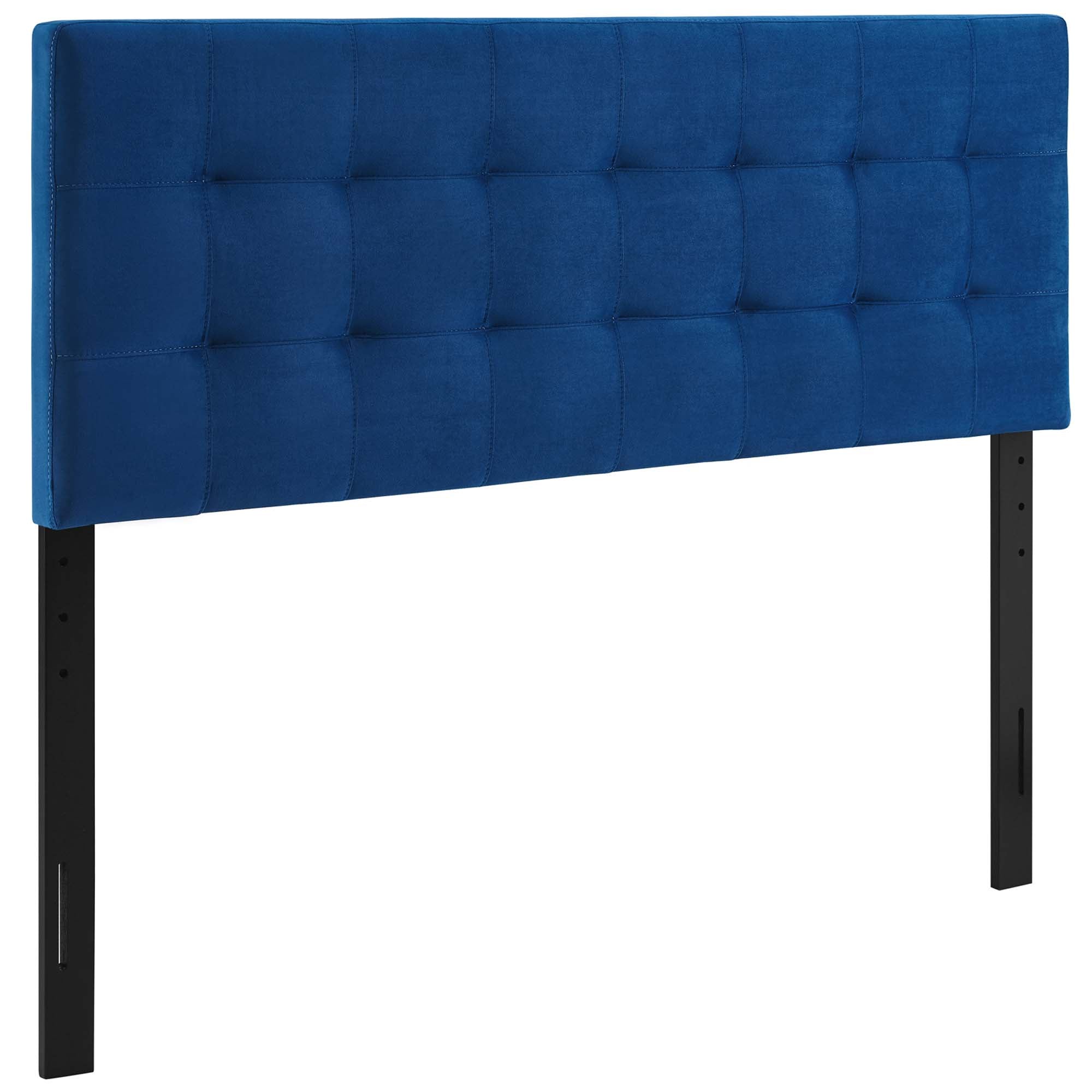Lily Biscuit Tufted Performance Velvet Queen Headboard - Navy
