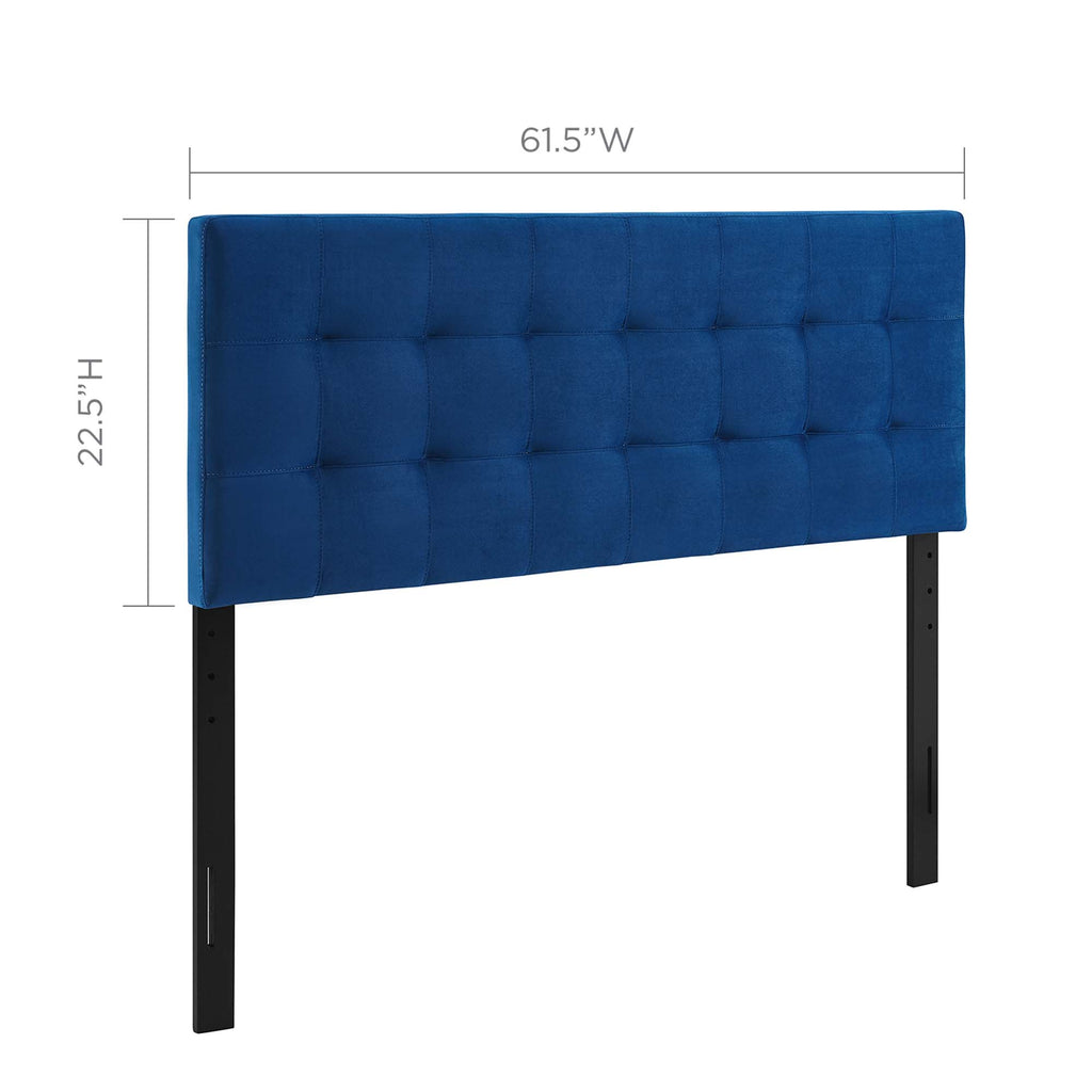 Lily Biscuit Tufted Performance Velvet Queen Headboard - Navy