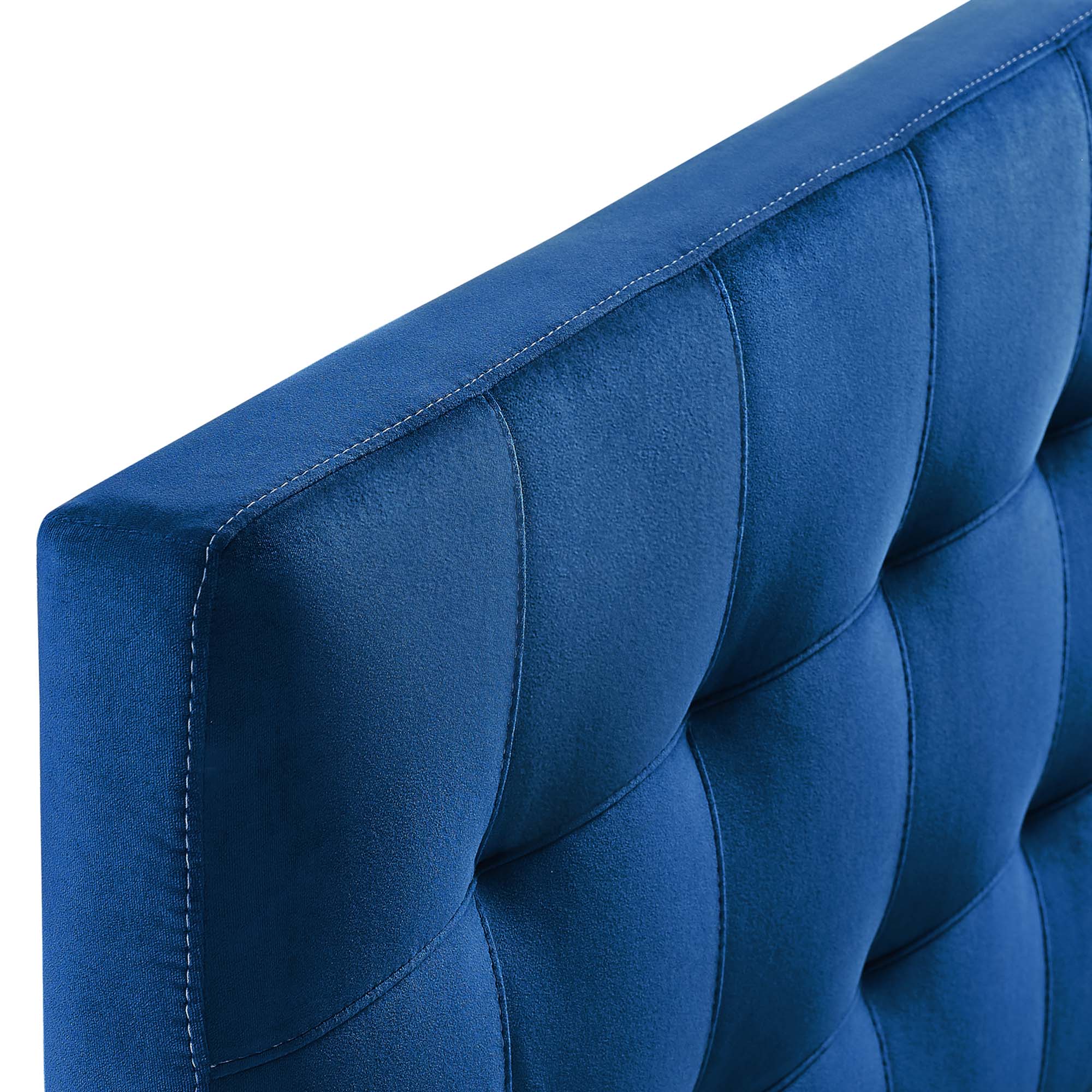 Lily Biscuit Tufted Performance Velvet Queen Headboard - Navy