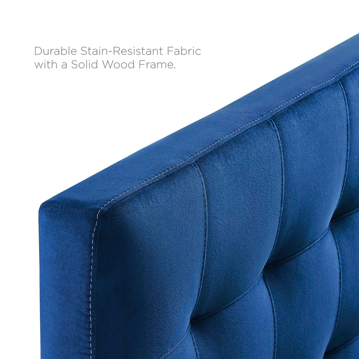 Lily Biscuit Tufted Performance Velvet Queen Headboard - Navy