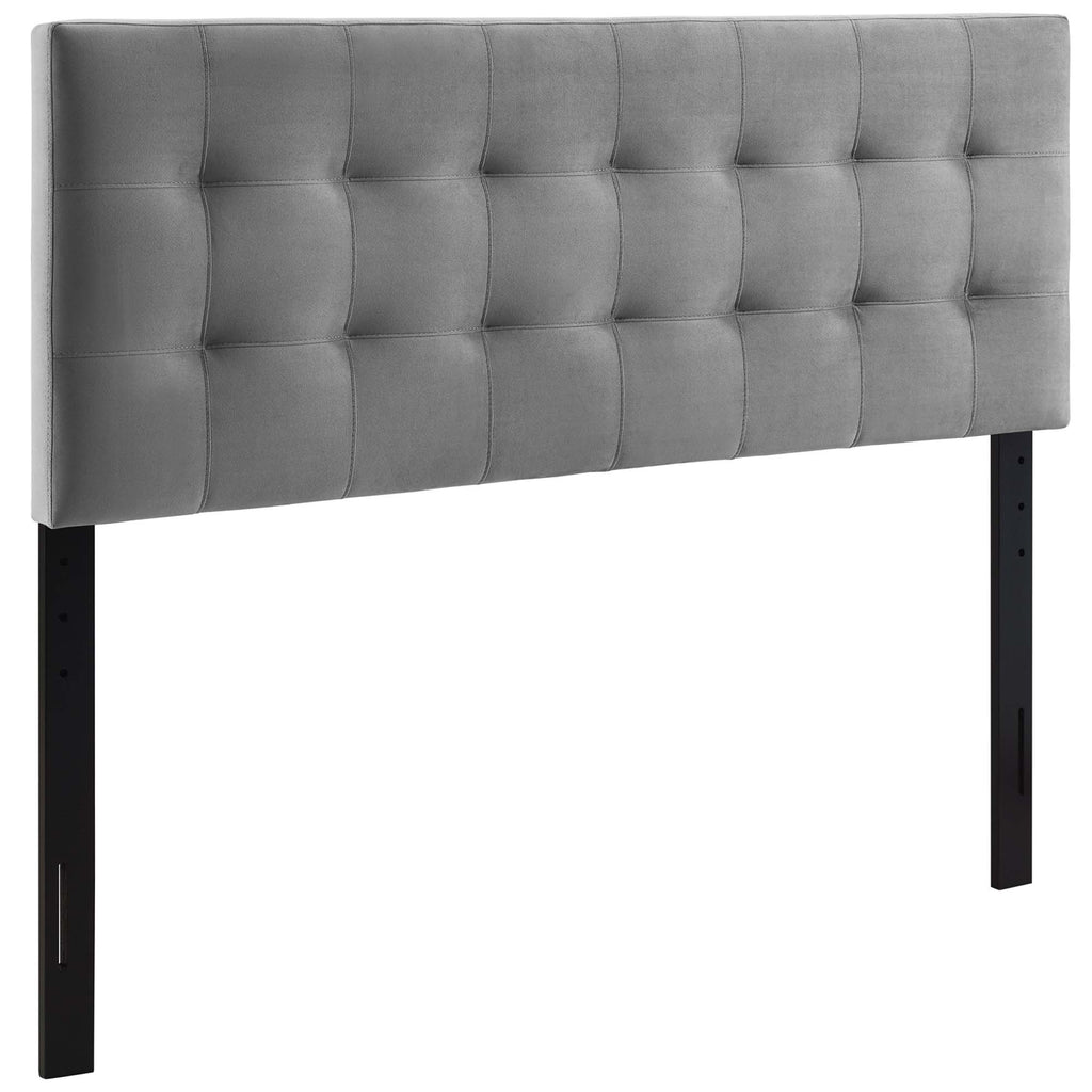 Lily Biscuit Tufted Performance Velvet King Headboard - Gray