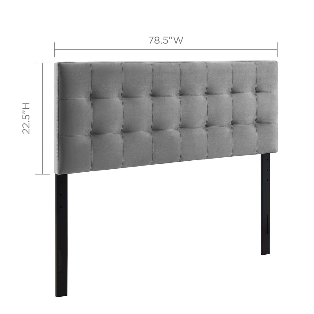 Lily Biscuit Tufted Performance Velvet King Headboard - Gray