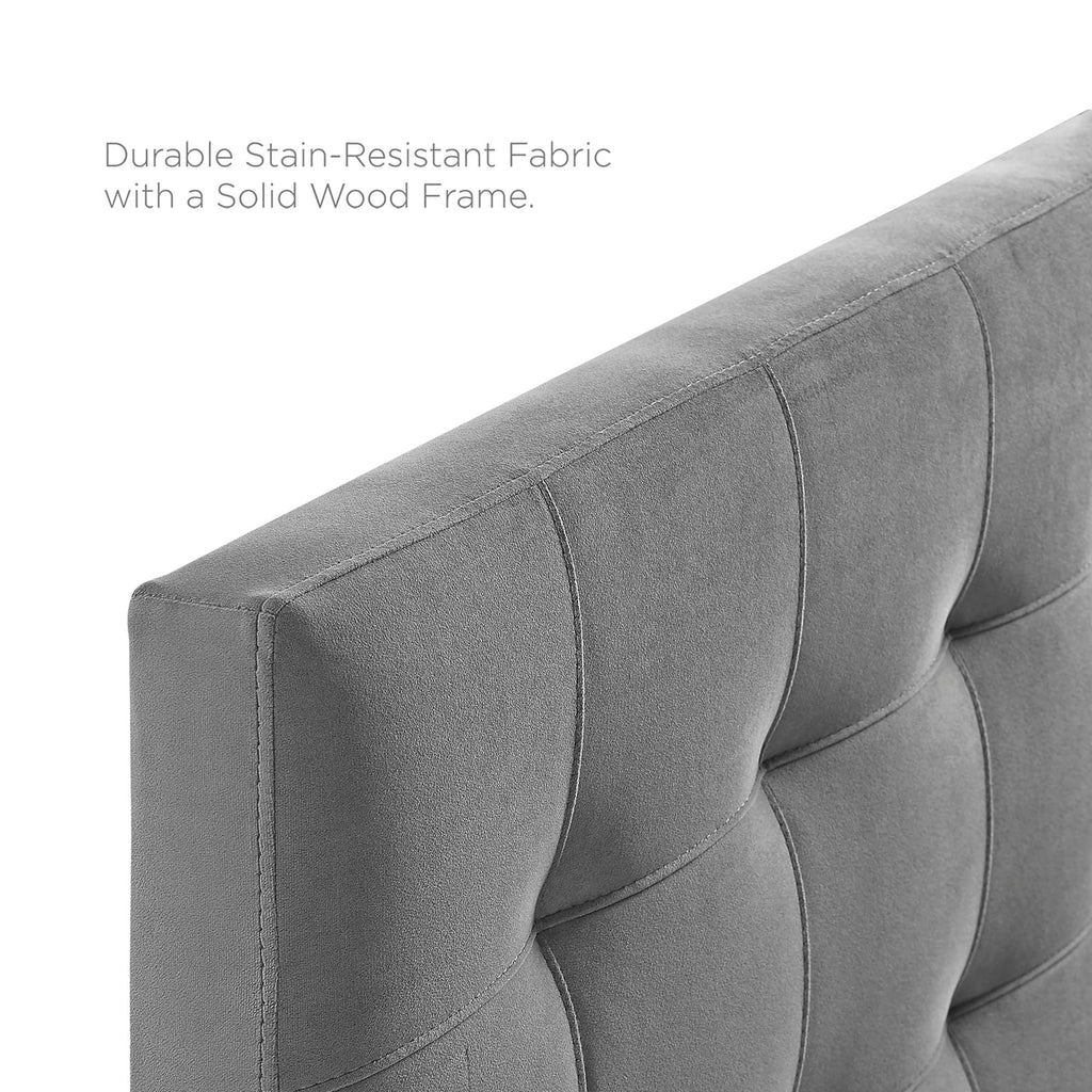Lily Biscuit Tufted Performance Velvet King Headboard - Gray