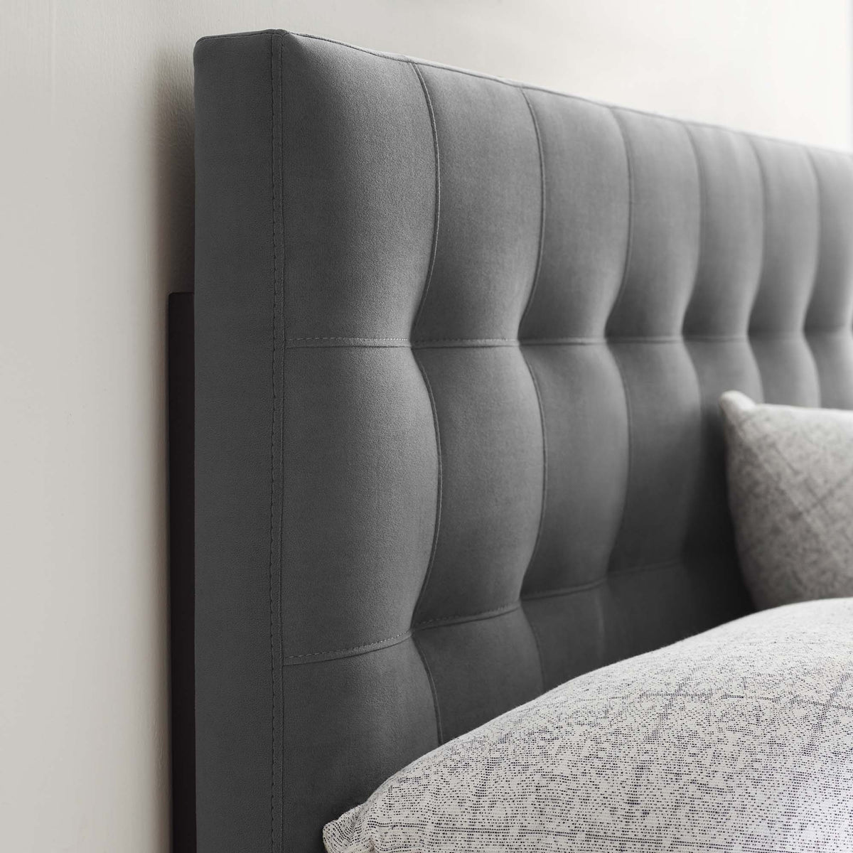 Lily Biscuit Tufted Performance Velvet King Headboard - Gray