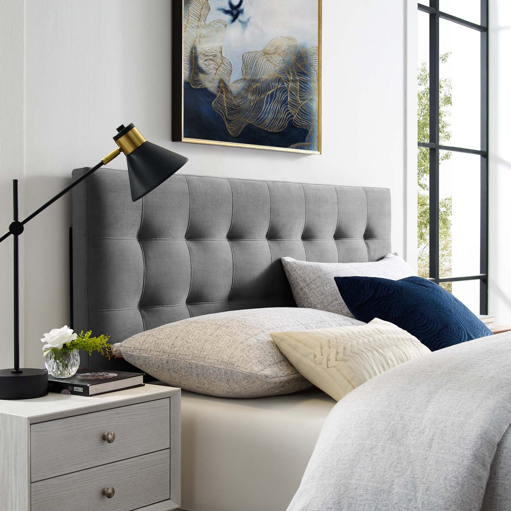 Lily Biscuit Tufted Performance Velvet King Headboard - Gray
