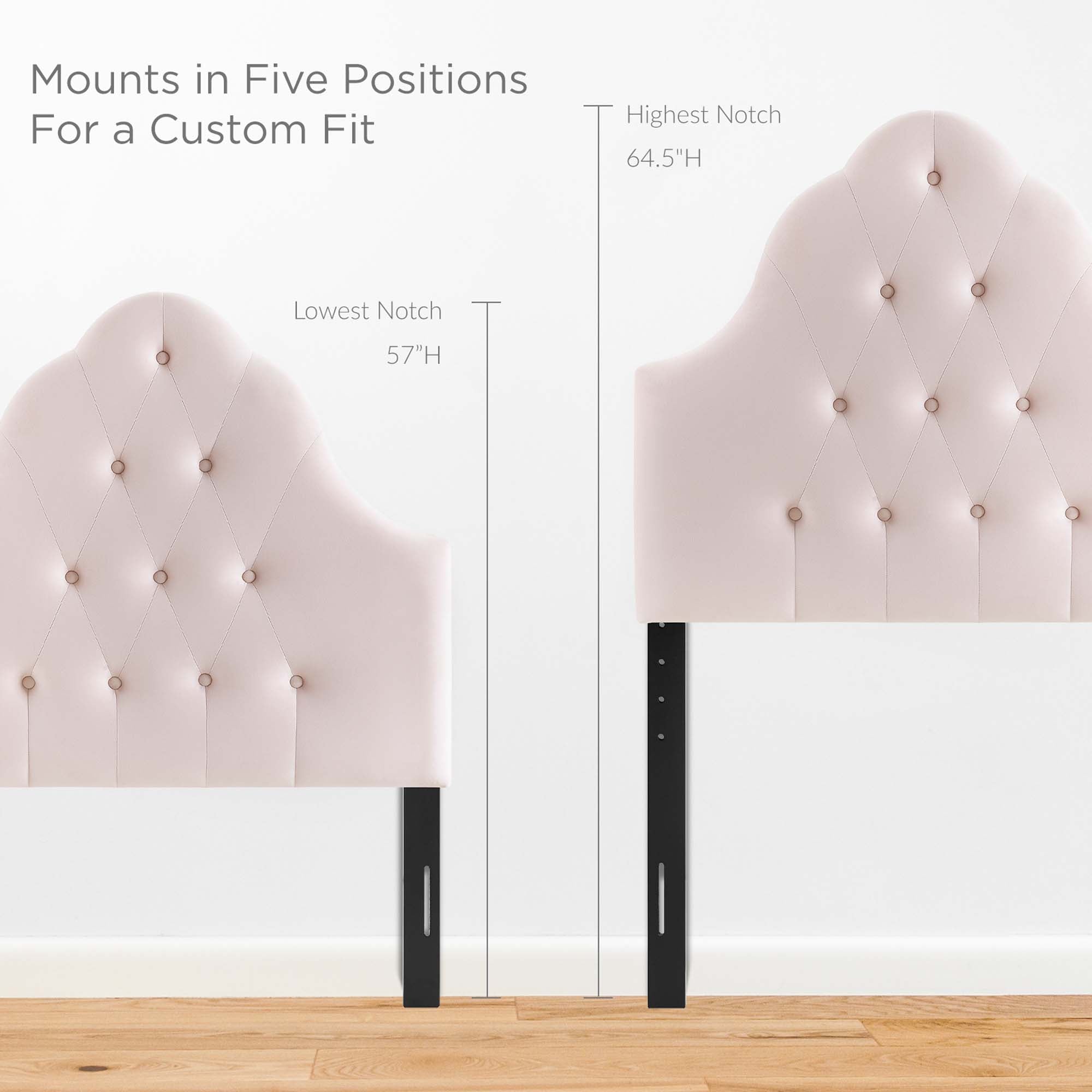 Sovereign Diamond Tufted Performance Velvet Twin Headboard - Pink
