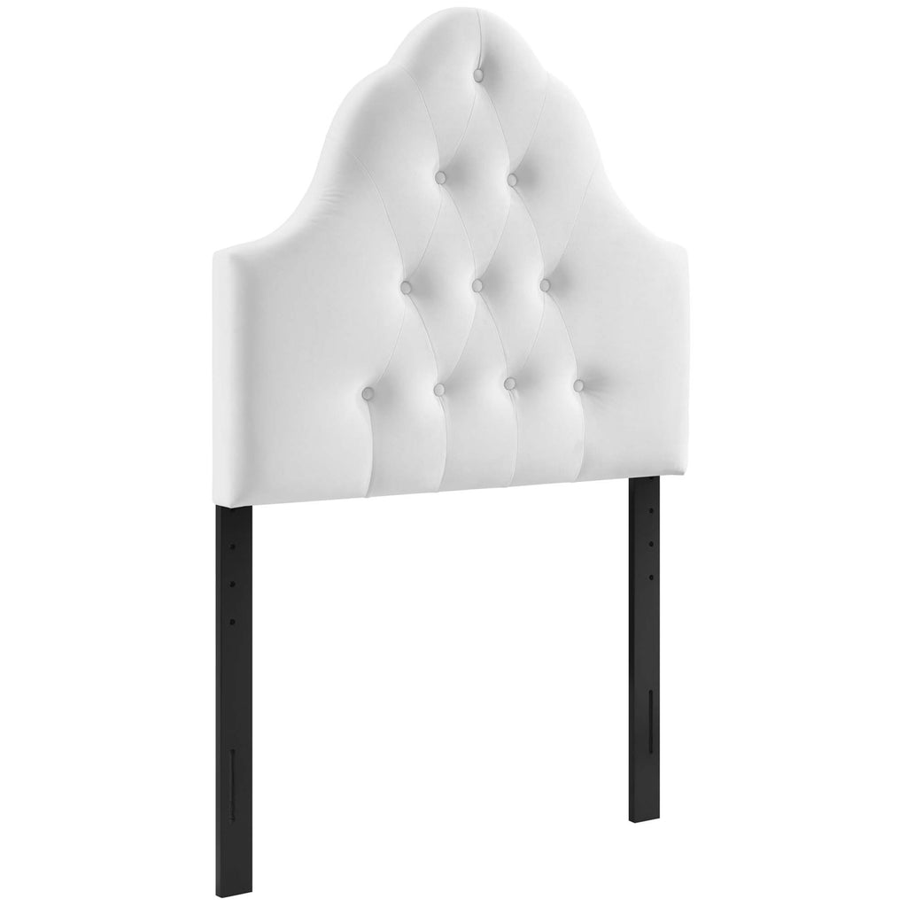 Sovereign Diamond Tufted Performance Velvet Twin Headboard - White