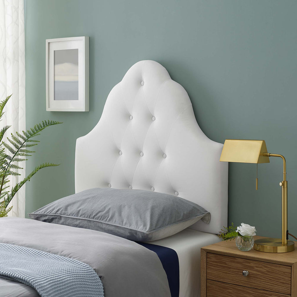 Sovereign Diamond Tufted Performance Velvet Twin Headboard - White