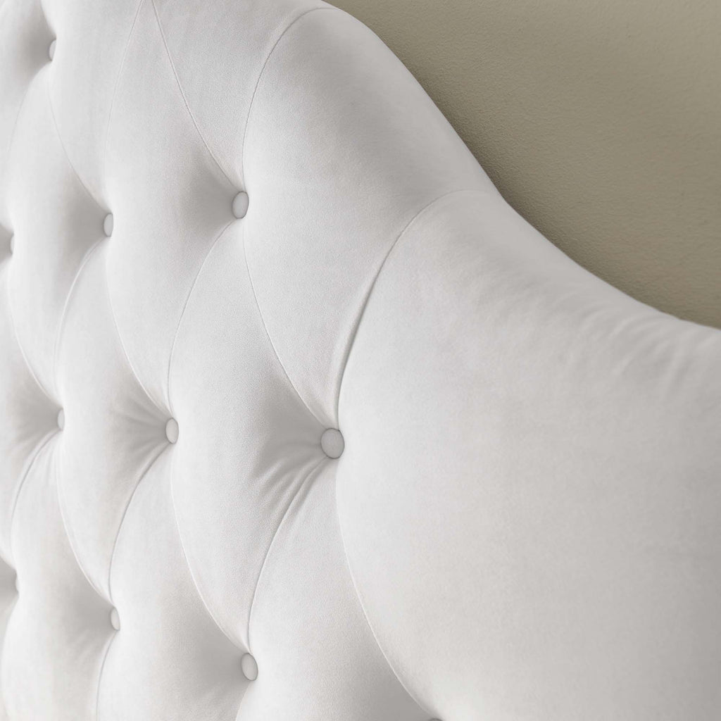 Sovereign Diamond Tufted Performance Velvet Queen Headboard - White