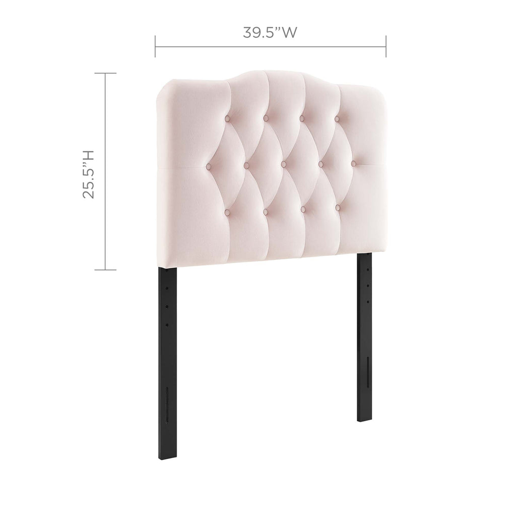 Annabel Diamond Tufted Performance Velvet Twin Headboard - Pink