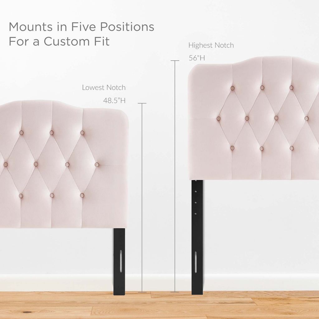 Annabel Diamond Tufted Performance Velvet Twin Headboard - Pink