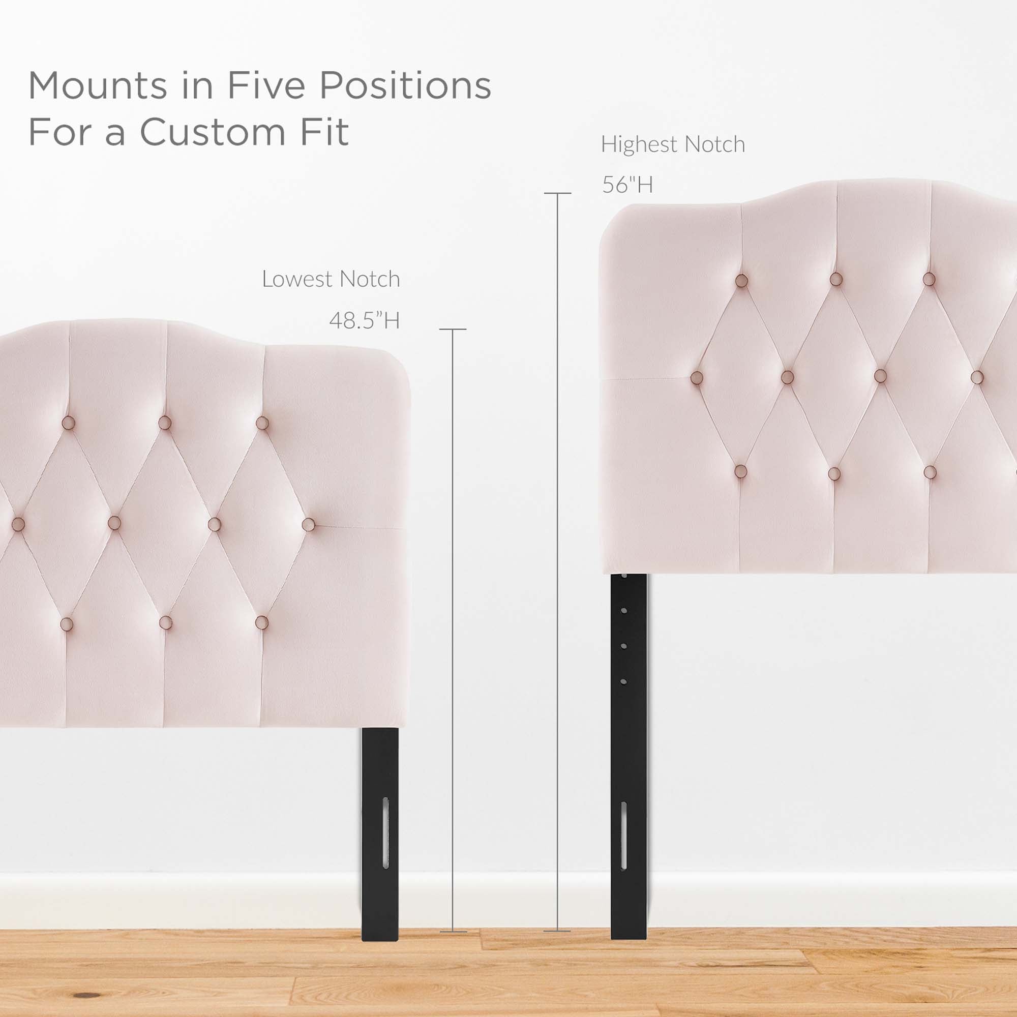 Annabel Diamond Tufted Performance Velvet Twin Headboard - Pink