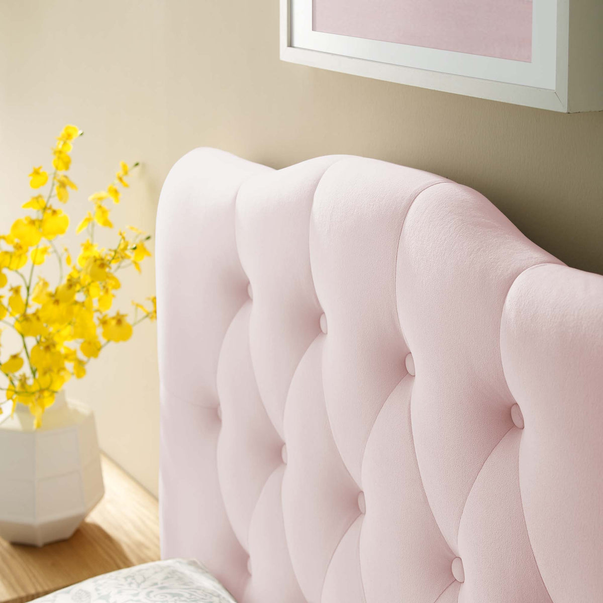 Annabel Diamond Tufted Performance Velvet Twin Headboard - Pink