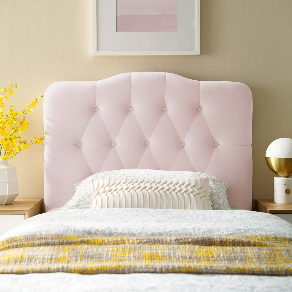 Annabel Diamond Tufted Performance Velvet Twin Headboard - Pink
