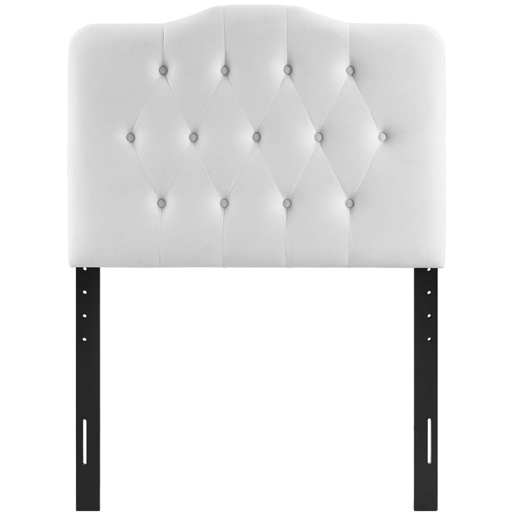 Annabel Diamond Tufted Performance Velvet Twin Headboard - White