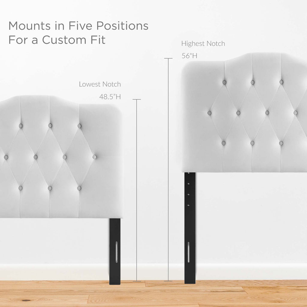 Annabel Diamond Tufted Performance Velvet Twin Headboard - White