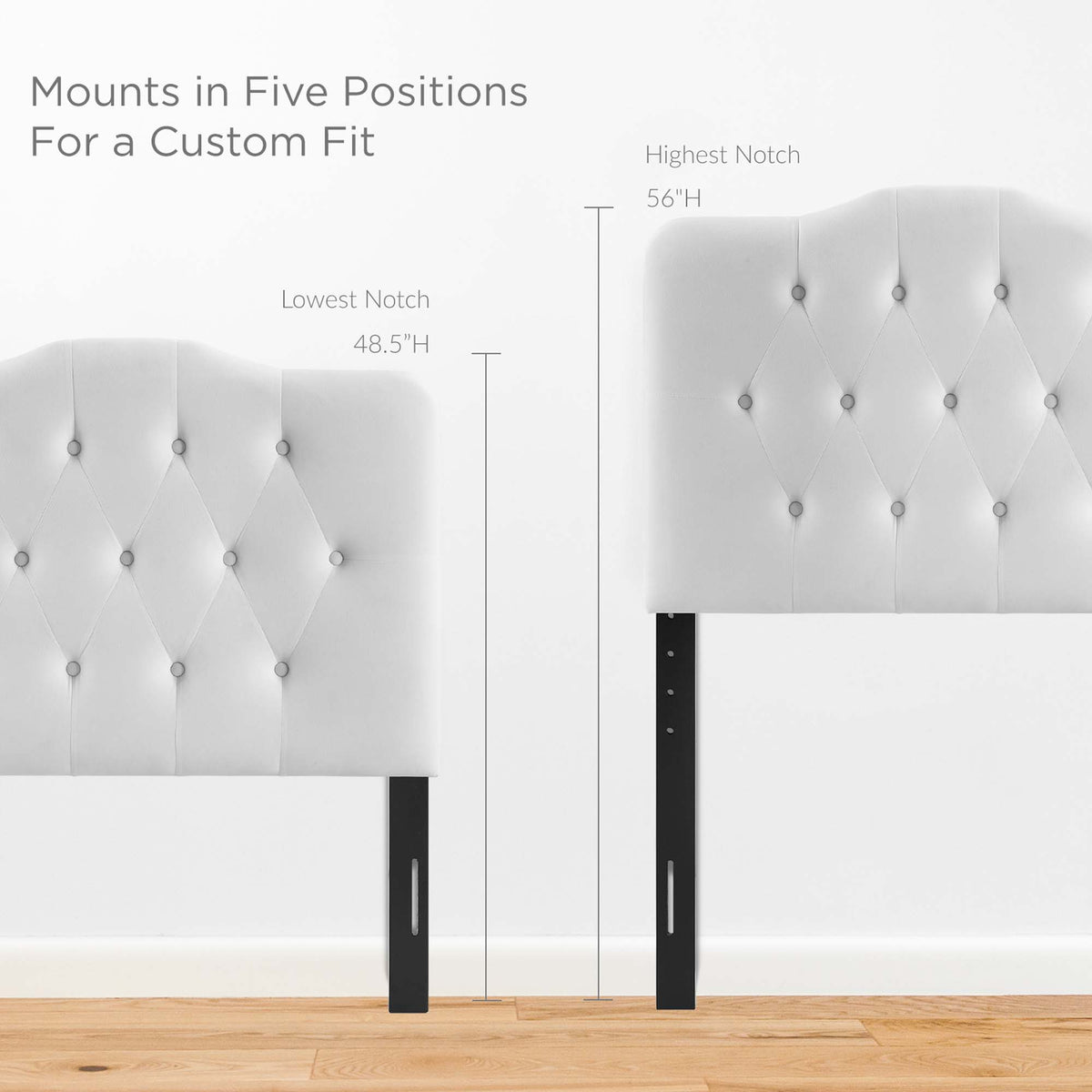 Annabel Diamond Tufted Performance Velvet Twin Headboard - White