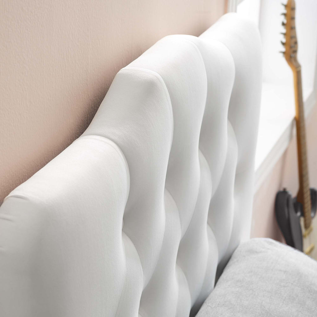 Annabel Diamond Tufted Performance Velvet Twin Headboard - White