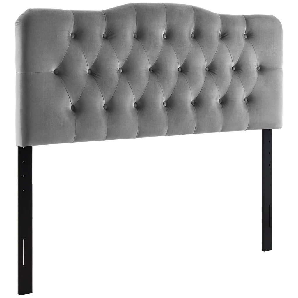 Annabel Diamond Tufted Performance Velvet Headboard - Gray — Gray King
