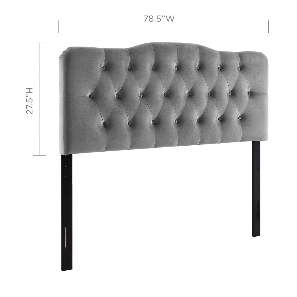 Annabel Diamond Tufted Performance Velvet King Headboard - Gray