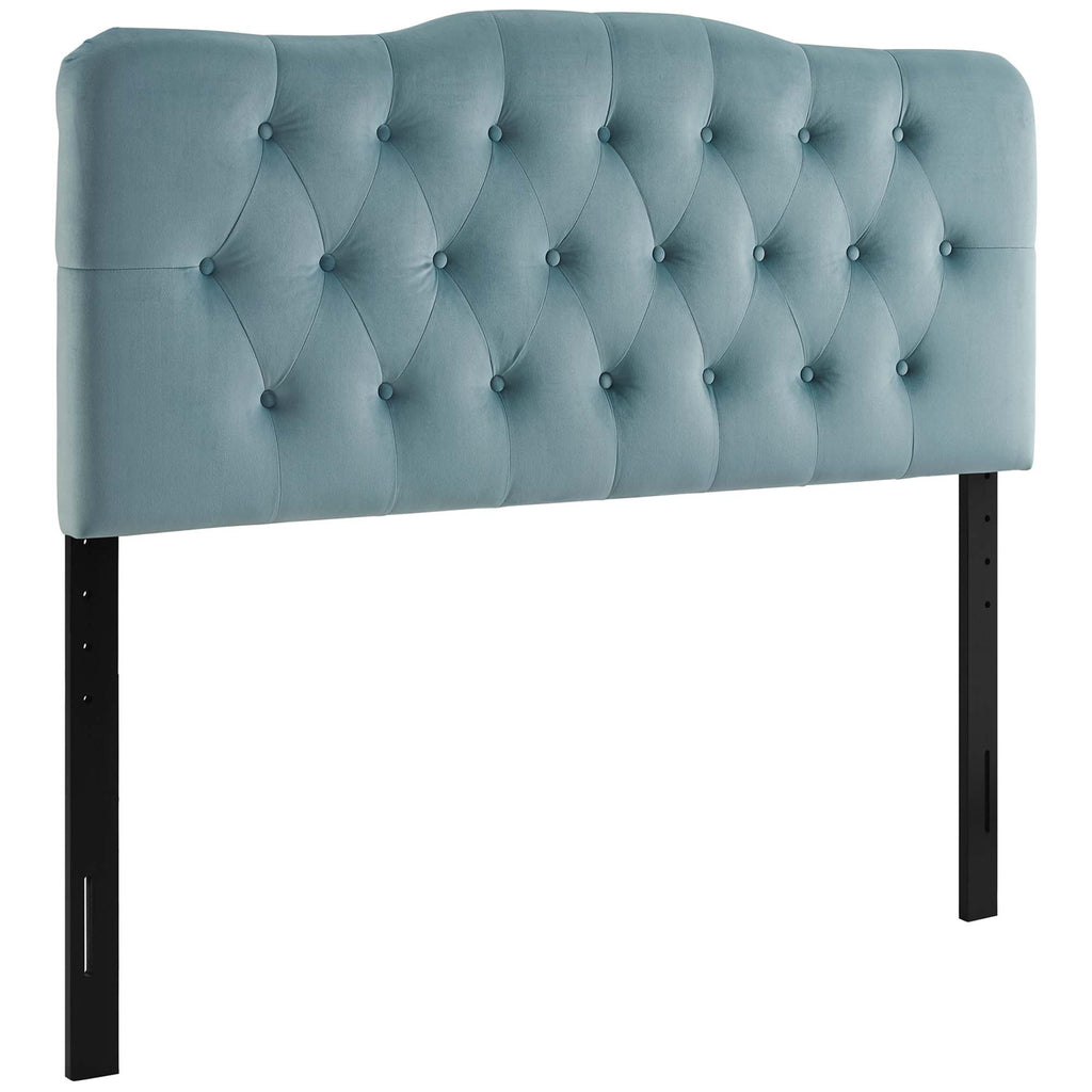Annabel Diamond Tufted Performance Velvet King Headboard - Light Blue