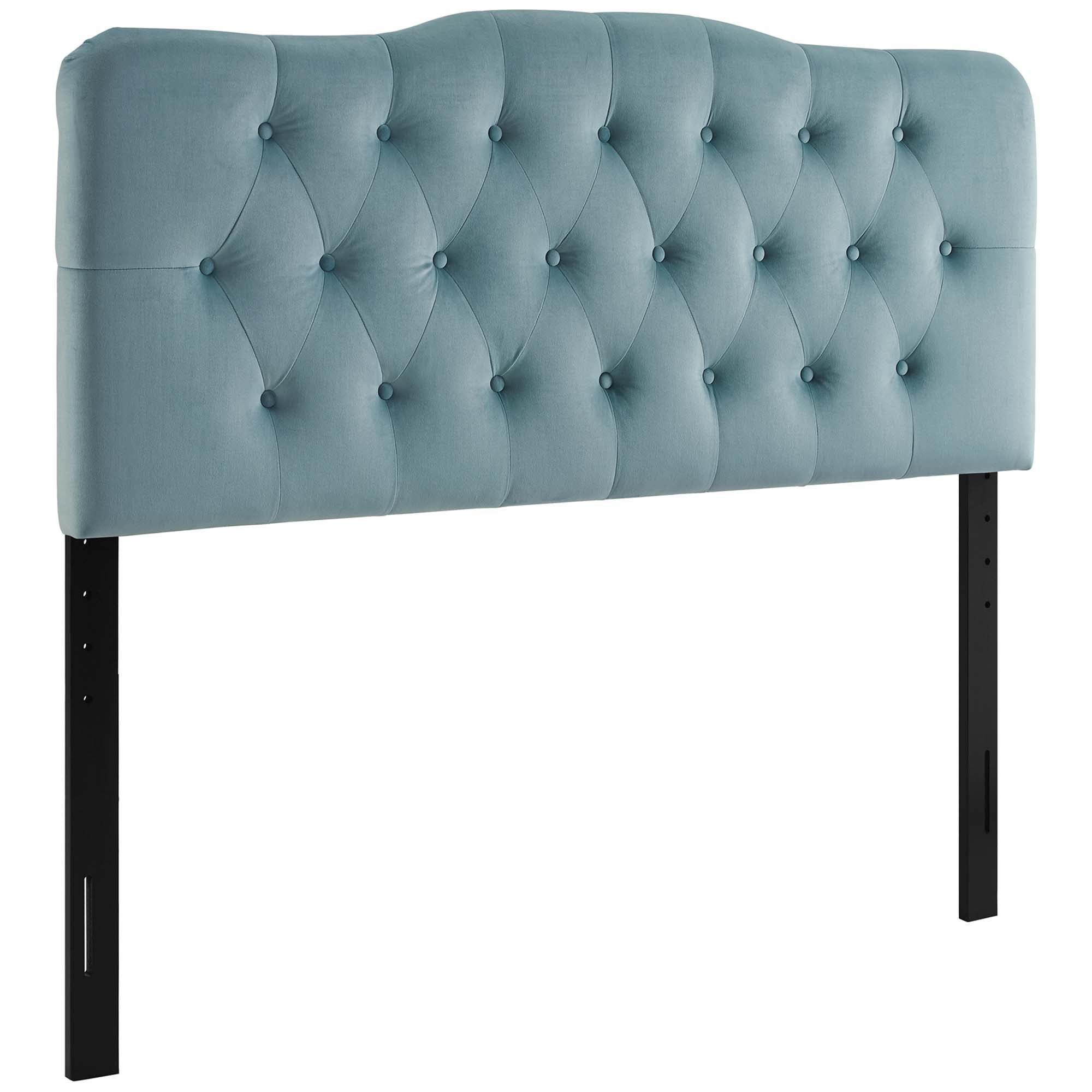 Annabel Diamond Tufted Performance Velvet King Headboard - Light Blue