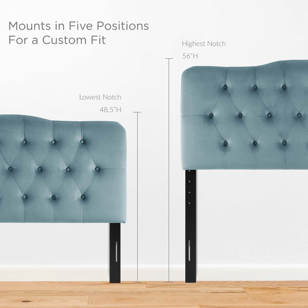 Annabel Diamond Tufted Performance Velvet King Headboard - Light Blue