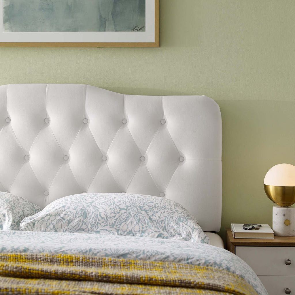 Annabel Diamond Tufted Performance Velvet King Headboard - White