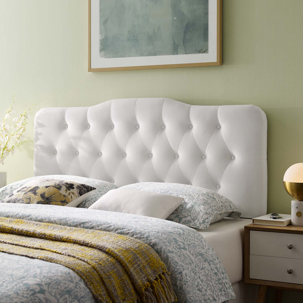 Annabel Diamond Tufted Performance Velvet King Headboard - White