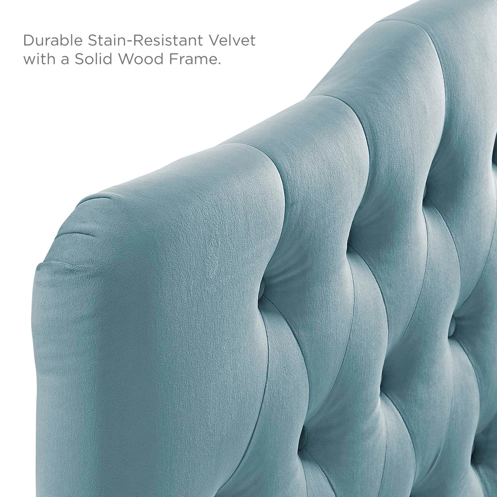 Annabel Diamond Tufted Performance Velvet Full Headboard - Light Blue