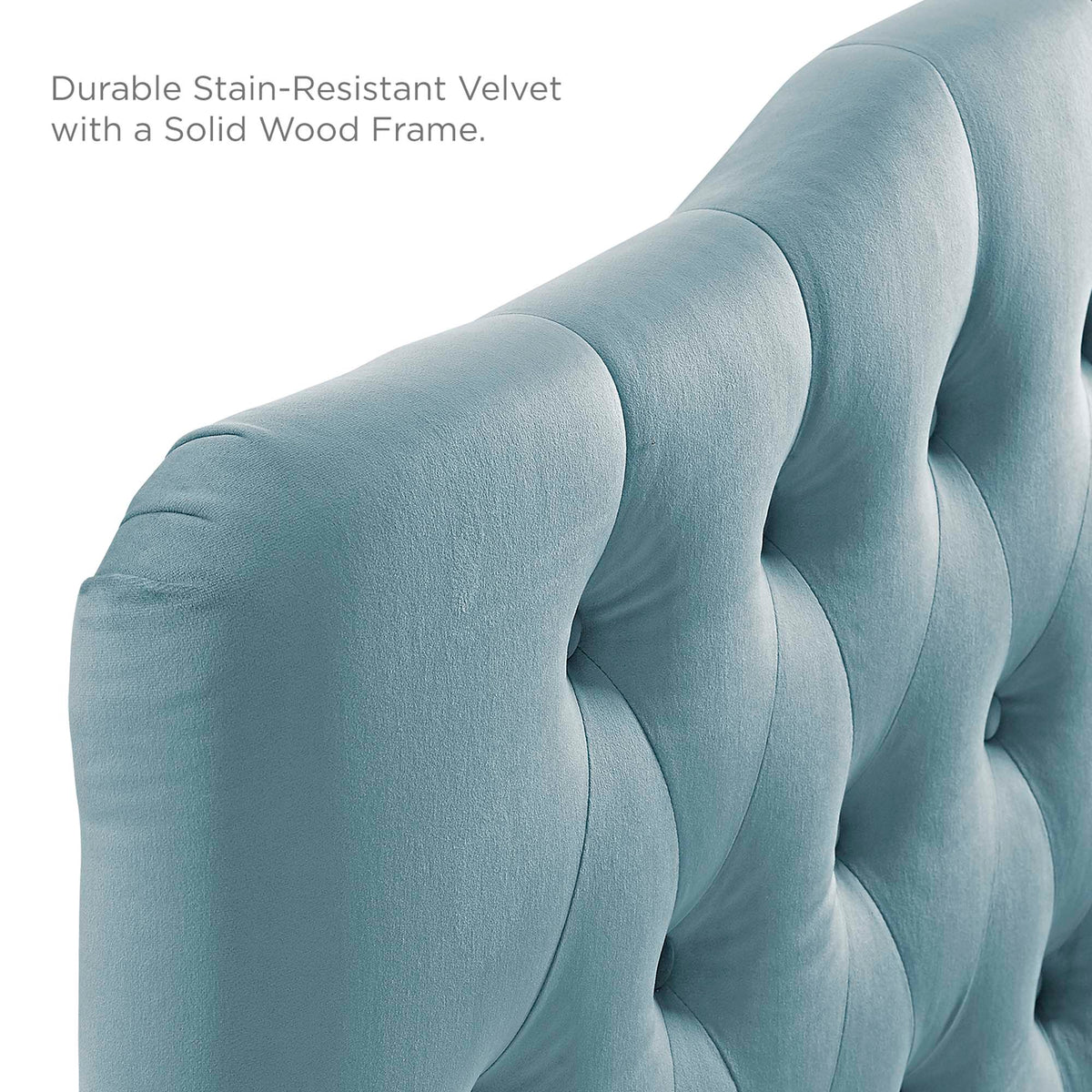 Annabel Diamond Tufted Performance Velvet Full Headboard - Light Blue