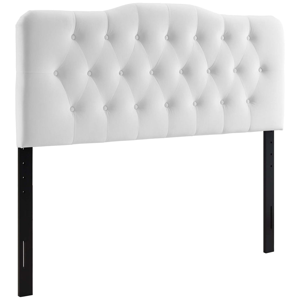 Annabel Diamond Tufted Performance Velvet Full Headboard - White