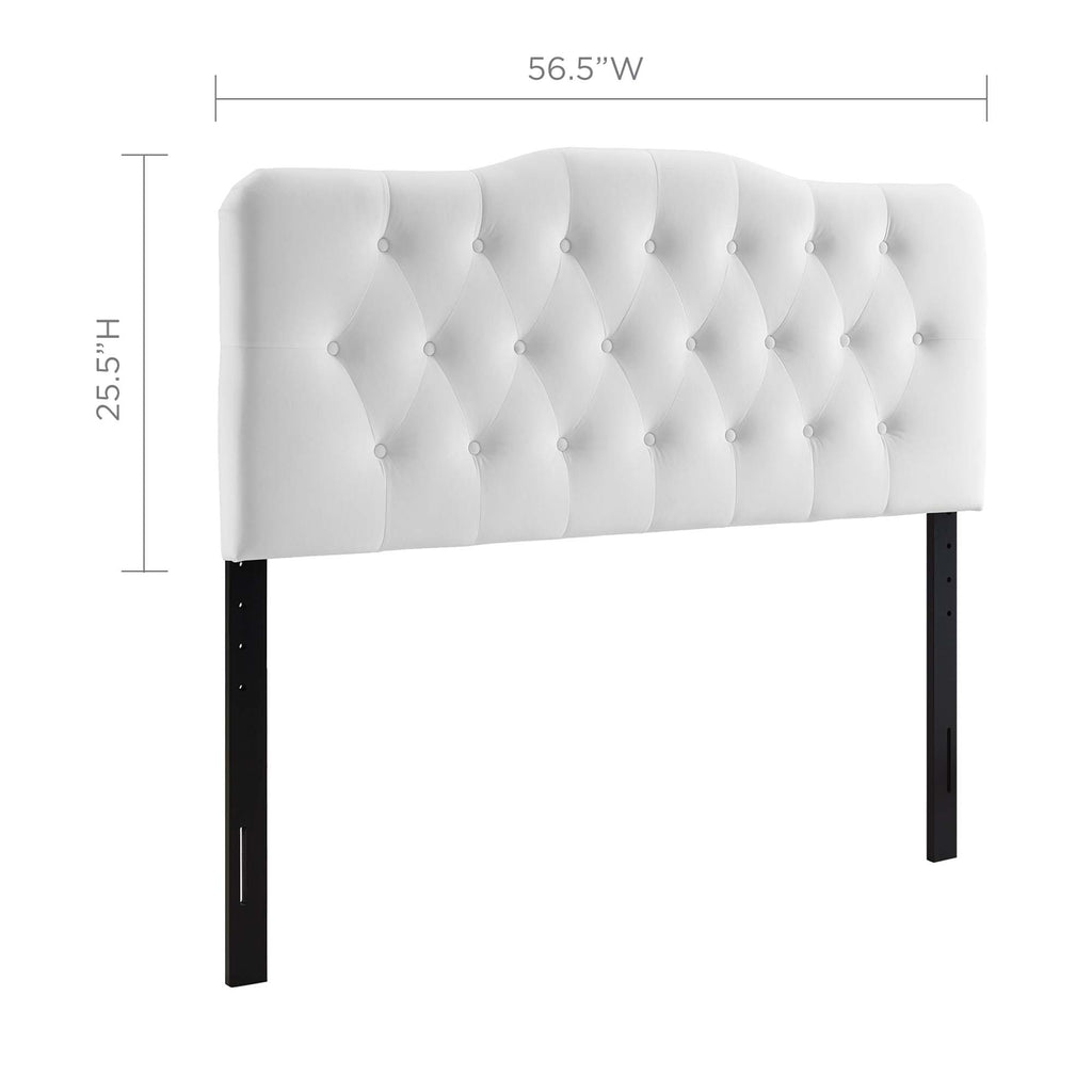 Annabel Diamond Tufted Performance Velvet Full Headboard - White