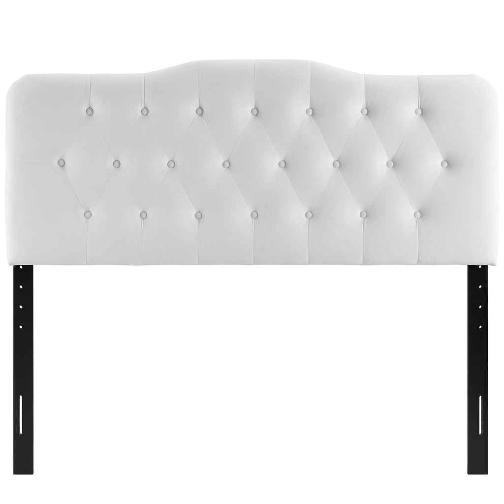 Annabel Diamond Tufted Performance Velvet Full Headboard - White