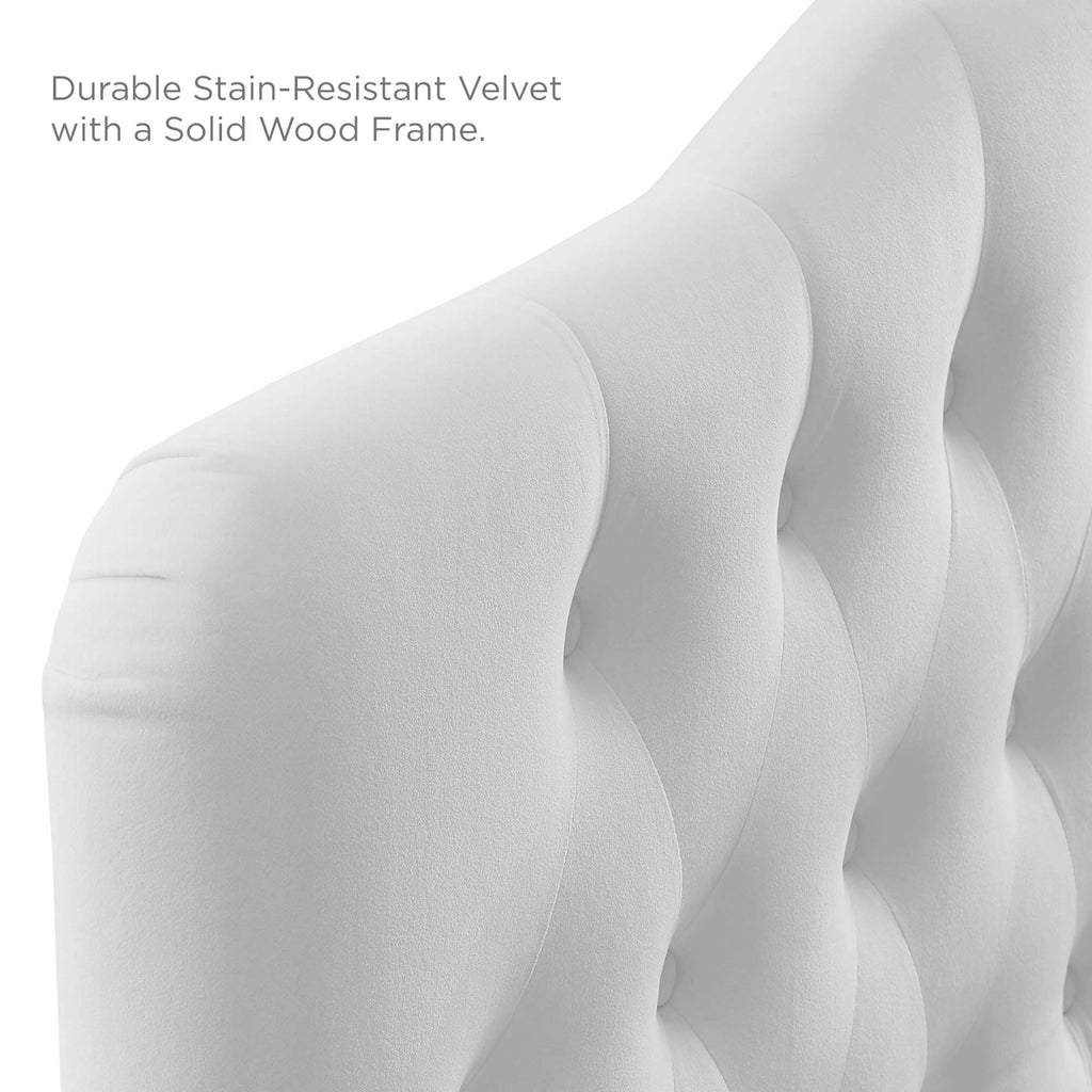 Annabel Diamond Tufted Performance Velvet Full Headboard - White