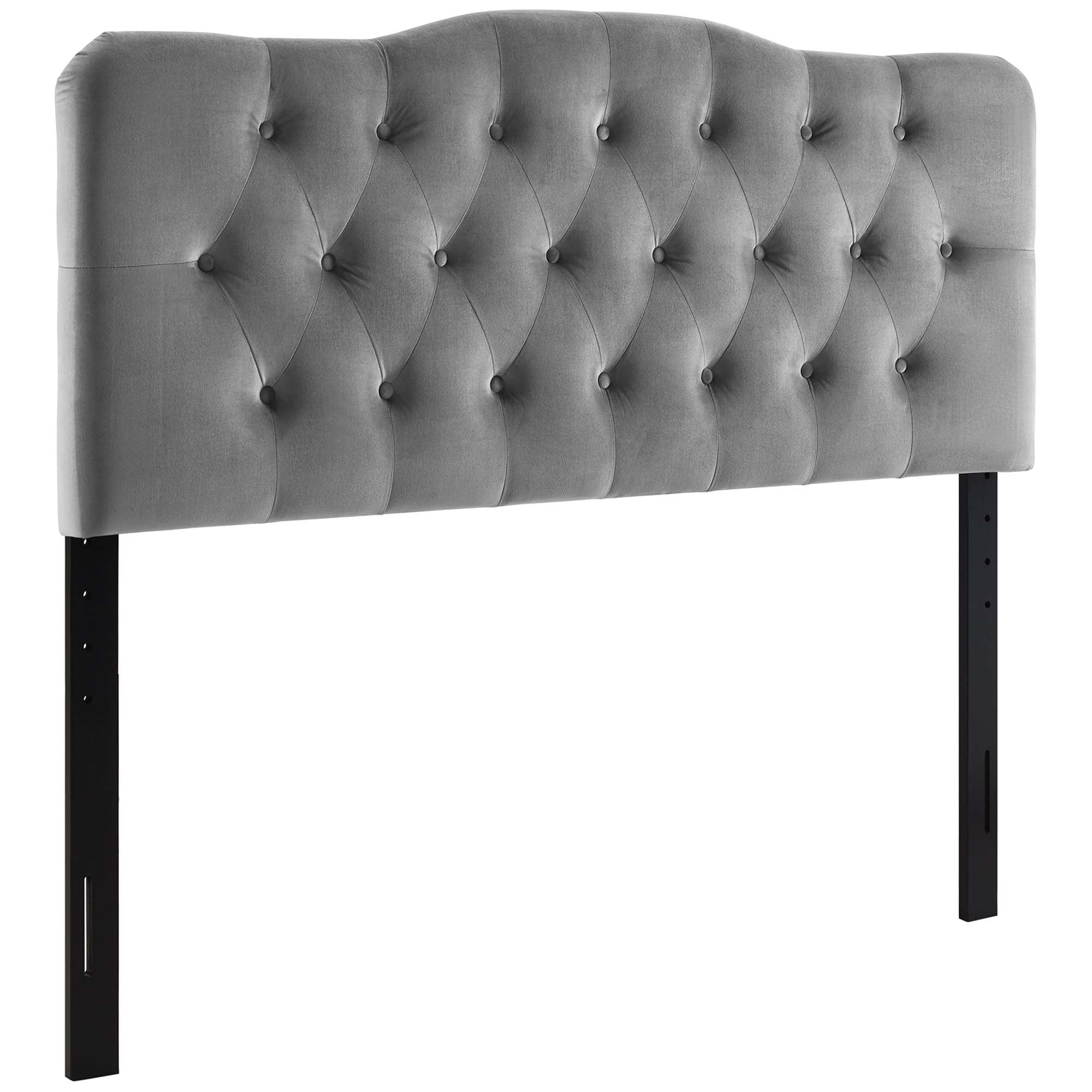 Annabel Diamond Tufted Performance Velvet Queen Headboard - Gray