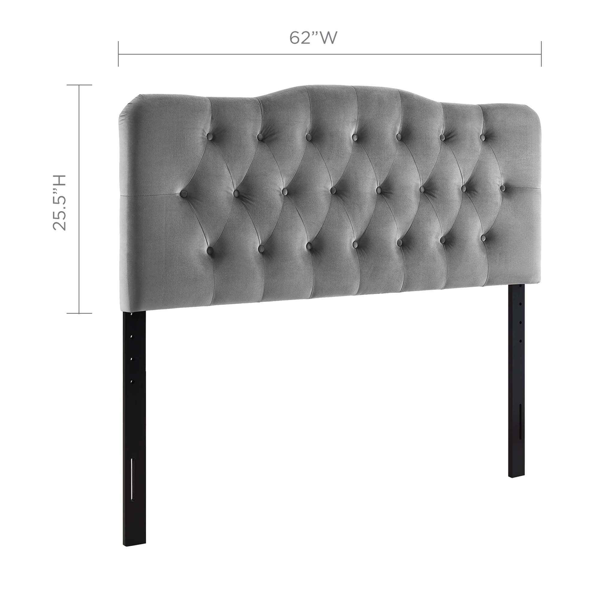 Annabel Diamond Tufted Performance Velvet Queen Headboard - Gray