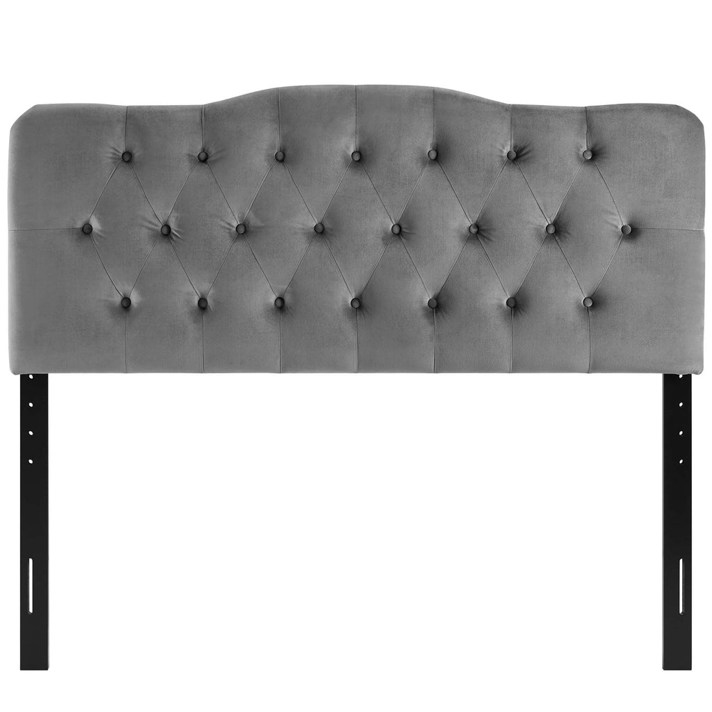 Annabel Diamond Tufted Performance Velvet Queen Headboard - Gray