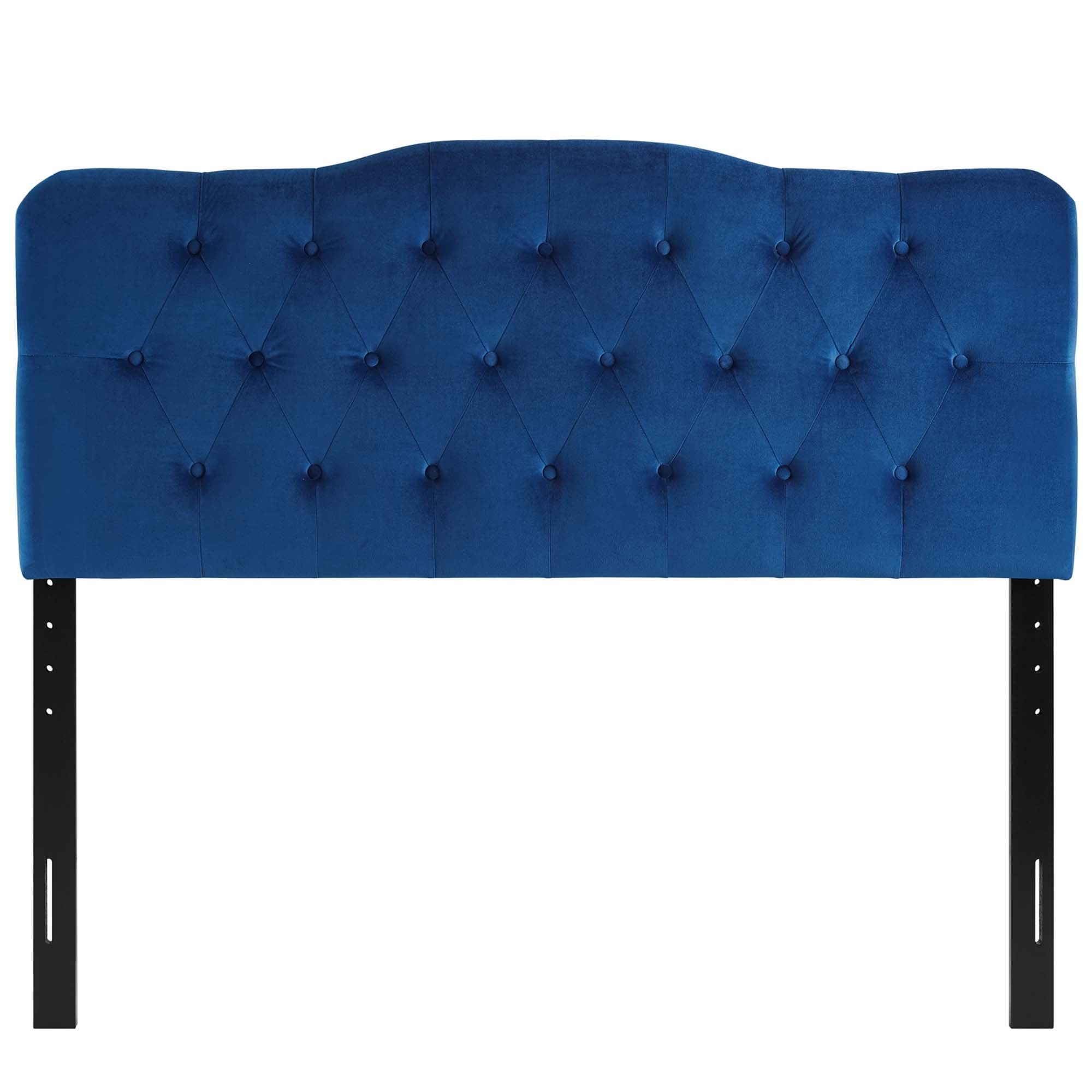 Annabel Diamond Tufted Performance Velvet Queen Headboard - Navy
