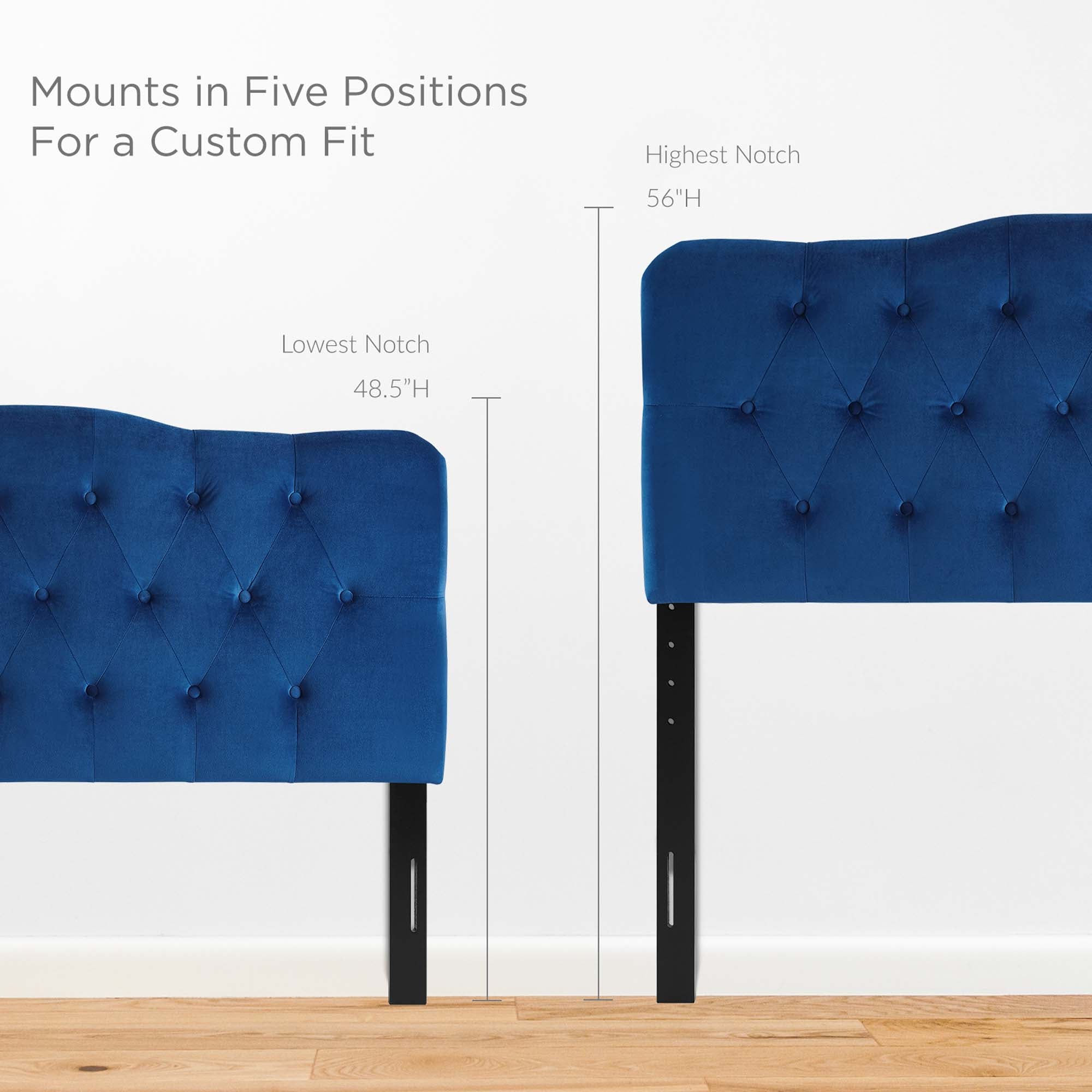 Annabel Diamond Tufted Performance Velvet Queen Headboard - Navy