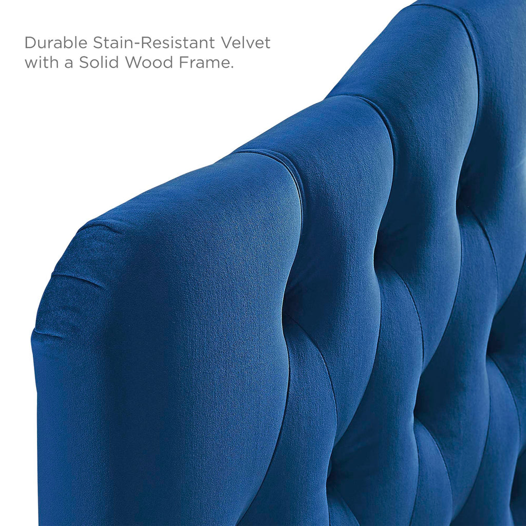 Annabel Diamond Tufted Performance Velvet Queen Headboard - Navy