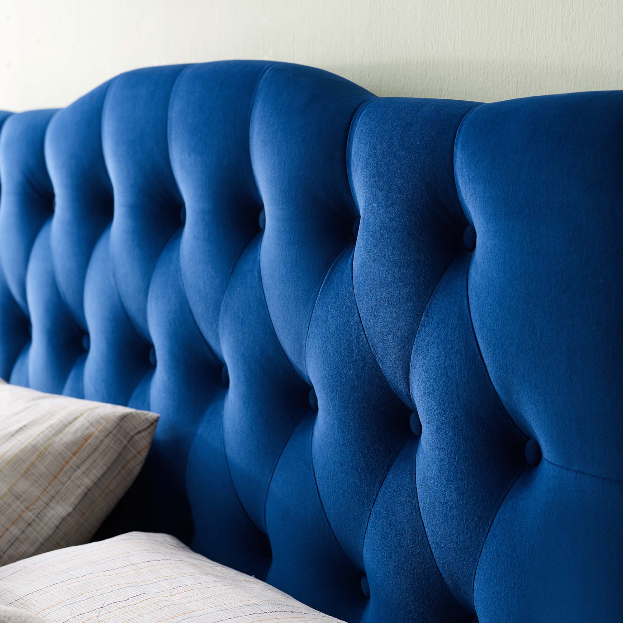 Annabel Diamond Tufted Performance Velvet Queen Headboard - Navy