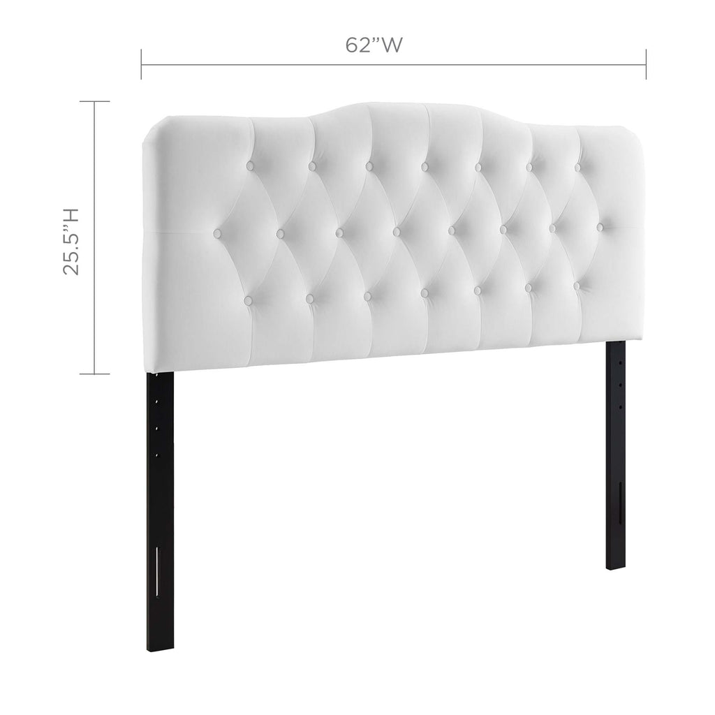 Annabel Diamond Tufted Performance Velvet Queen Headboard - White