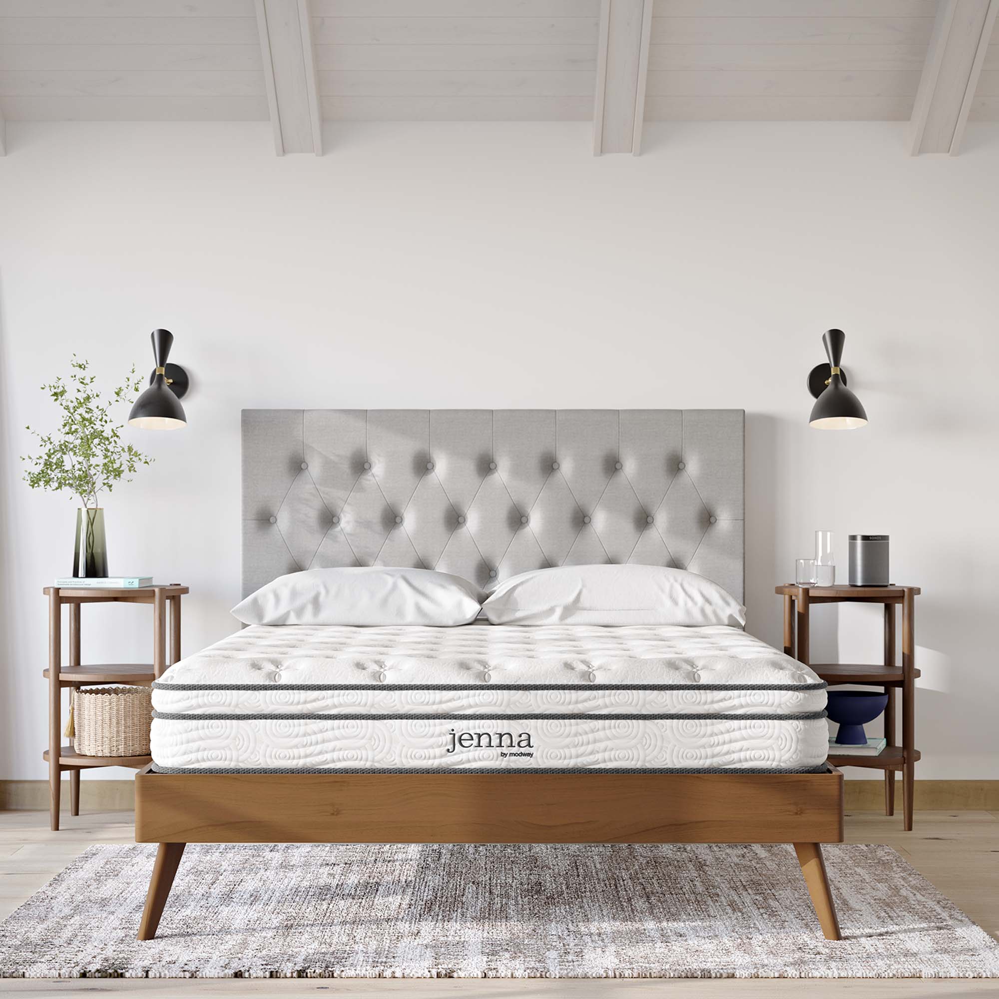 Jenna 8" Innerspring and Foam Queen Mattress - White